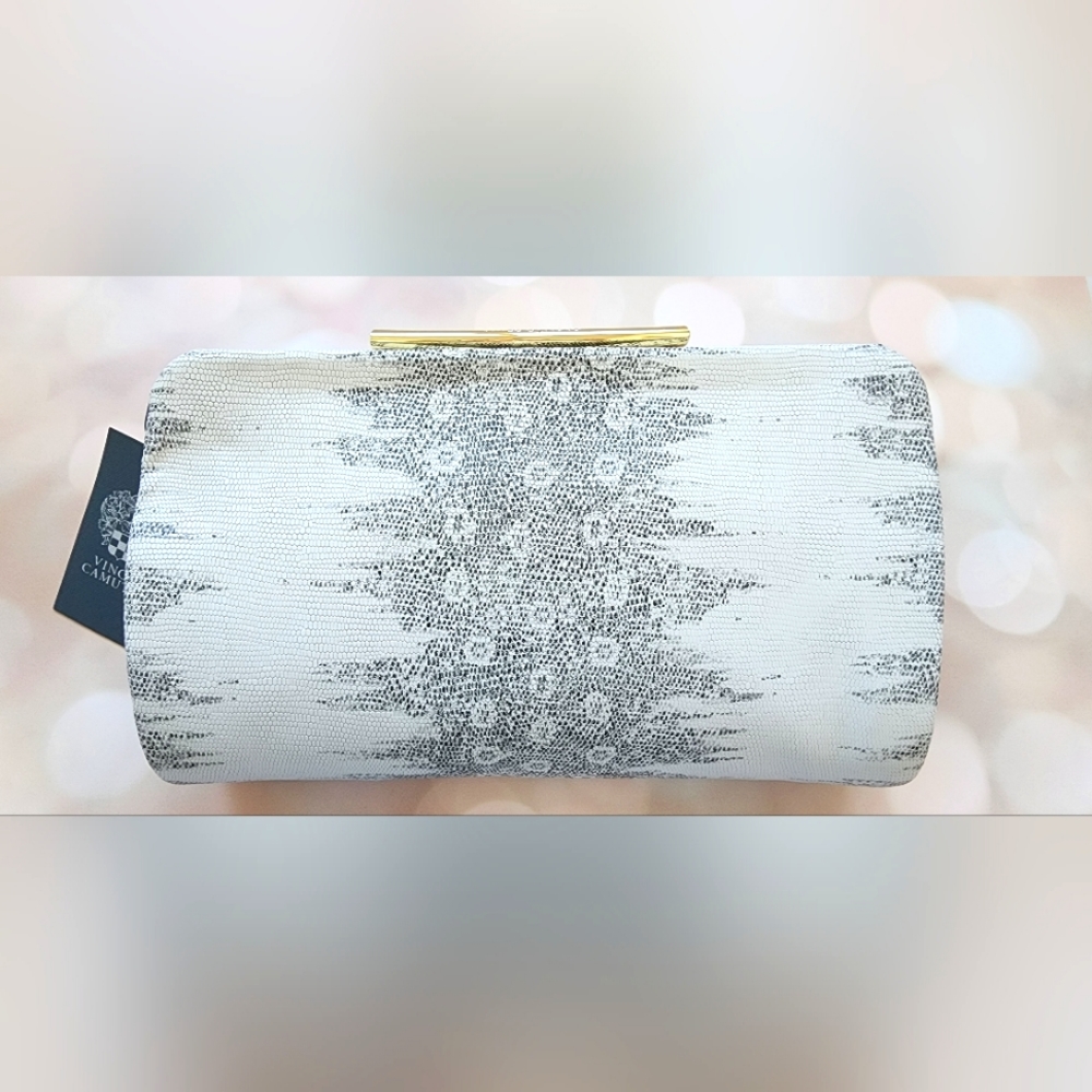 Vince Camuto Black & White Party/Cocktail Clutch with Gold Chain (Brandnew+Tag)